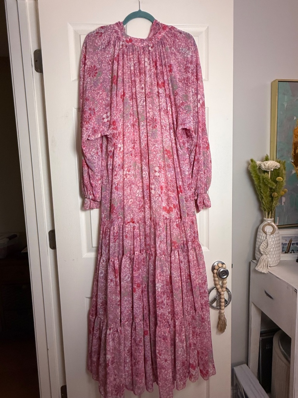 Free People Feeling Groovy Floral Maxi Dress Pink XL Slip Lined
